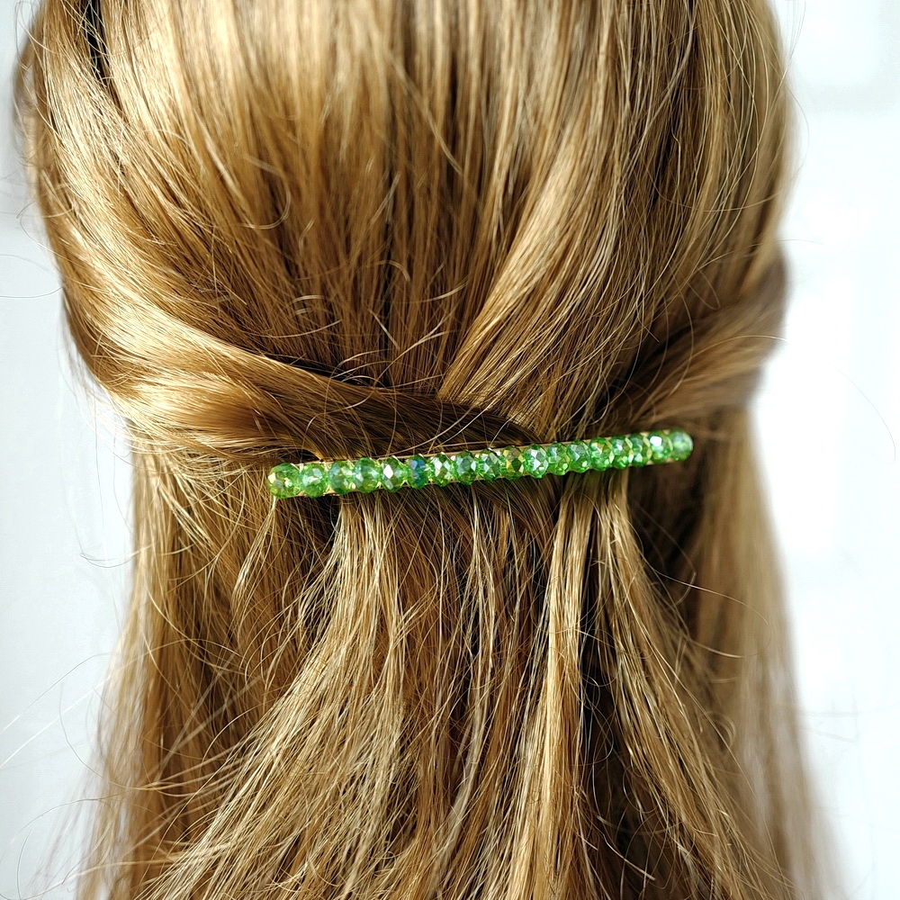 Barrette cheveux perle cristal turquoise