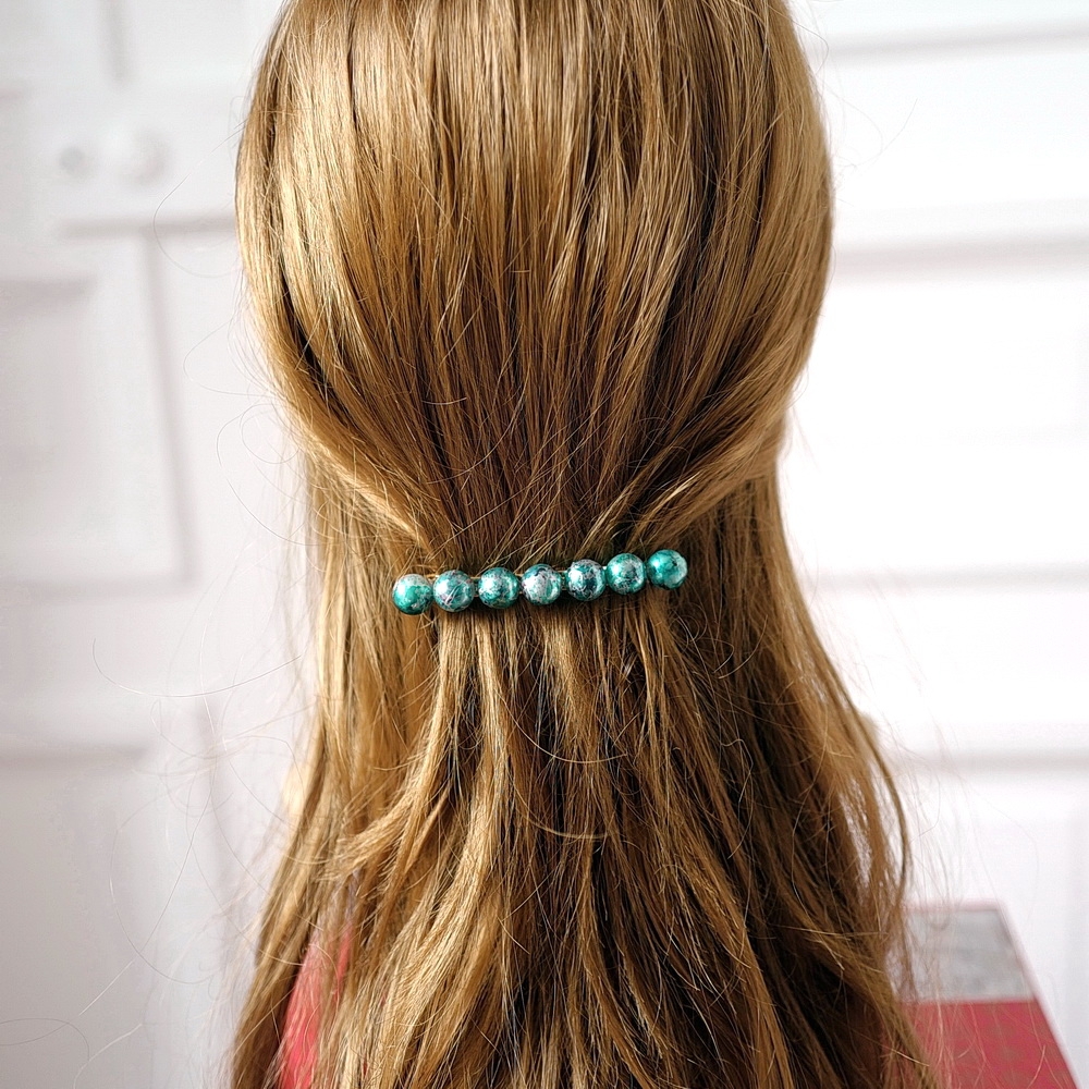 Barrette cheveux perle turquoise